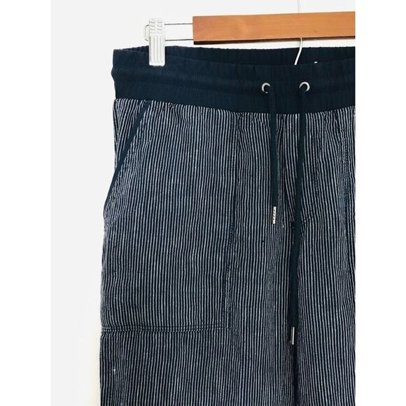 Athleta Cabo Linen Pants Wide Leg Striped Coastal Navy Blue Preppy, 6T - Picture 5 of 13